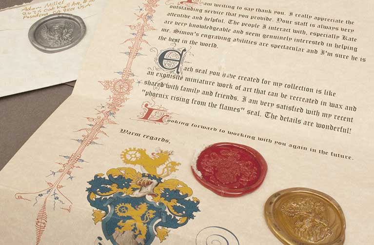 Document showing calligraphy & wax seal